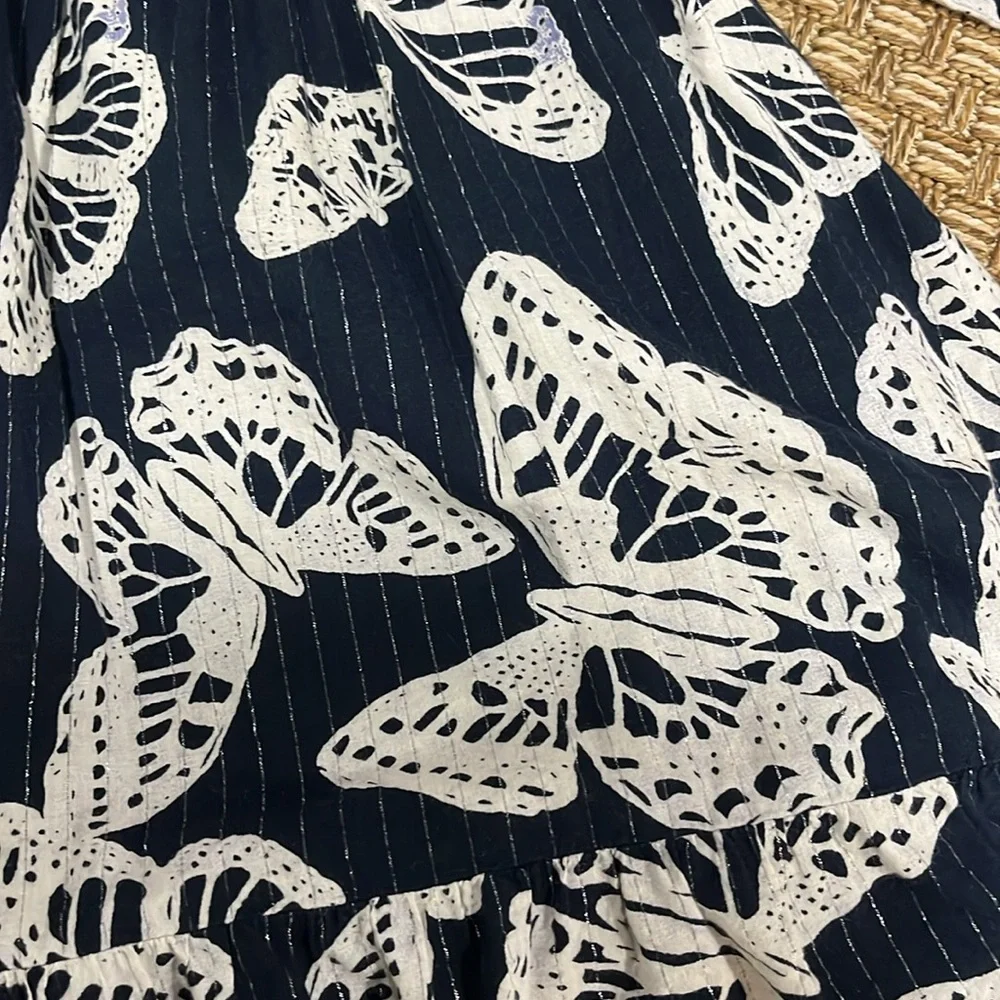 GAP Navy and White Butterfly Print Casual Kids Dress 4t